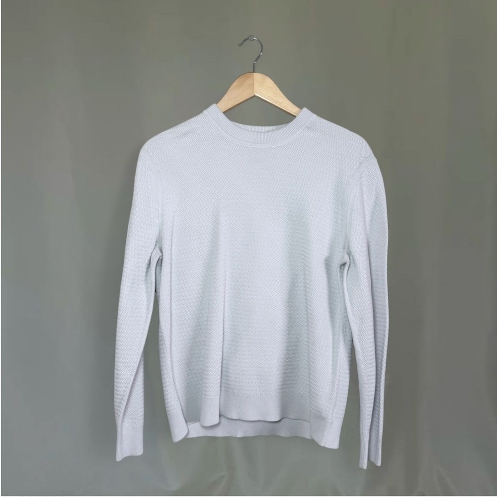 Theory‎ Men's Textured Knit Crewneck Sweater Bright White Size L Casual